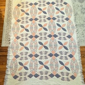 Wedding band throw blanket- blue and peach colored.